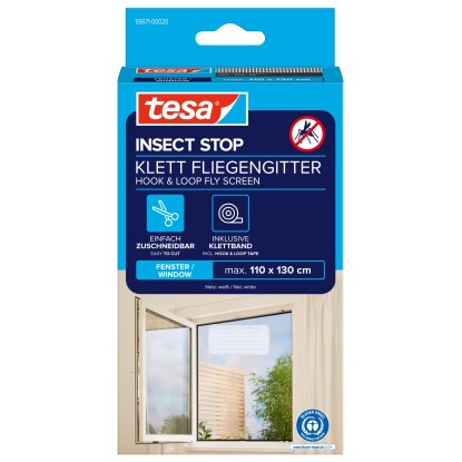 Tesa Insect Stop szúnyogháló Standard tépőzáras 130 cm x 110 cm fehér