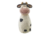 Dekor-figura kerítésen ülő tehén terrakotta 22,5 cm fekete-fehér