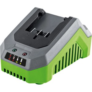 Töltőállomás LUX-TOOLS 20V akkumulátorhoz, a 1 PowerSystem része, szürke/zöld.