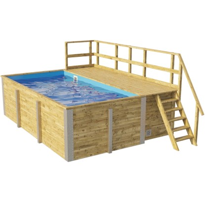 Weka tömörfa medence 595 1. méret 490 cm x 309 cm x 203 cm kék