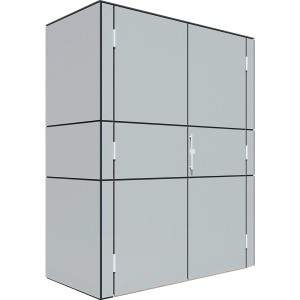 Szürke Bertilo kerti szekrény HPL Highboard (155x75x193cm) FSC® minősítésű fából.