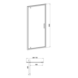 SANOSLIM pivot zuhanyajtó 70 cm x 200 cm króm