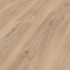 Vízálló Kronoflooring Merigold Oak laminált padló, széles deszka tölgyfa textúrával.