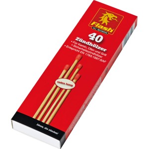 Flash gyufa, 40 extra hosszú gyufa (kb. 20 cm) piros csomagolásban.