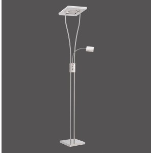 Modern Helia acél állólámpa olvasókarral, magassága 186 és 96 cm között állítható.