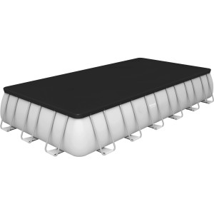 Téglalap alakú Bestway acélvázas medence fedővel, 732x366x132 cm.