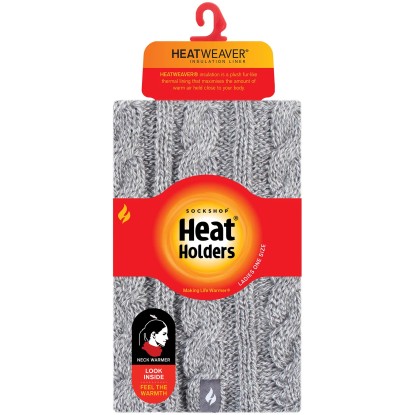 Heat Holders női nyakmelegítő, szürke melír, univerzális méret. Kötött minta a melegért és a kényelemért.