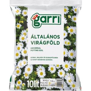 Zacskó univerzális virágföld szoba-, balkon- és kerti növényekhez.