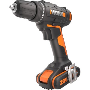 Worx 20V akkus fúró-csavarozó WX100 akkumulátorral és táskával, fekete-narancs.