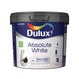 Vödör fehér Dulux Absolute White falfesték, 3 liter.