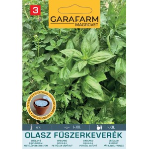 Olasz fűszerkeverék vetőmag csomag bazsalikommal, oreganóval és petrezselyemmel.