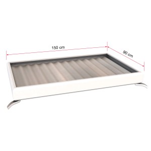 Fehér Gutta NM 150 téglalap előtető, 14x150x90 cm, alumínium kerettel és beépített vízelvezetéssel.