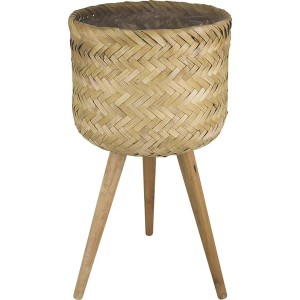 Bambusz virágcserép fa lábakkal PE zsákkal natúr 28 cm x 54 cm