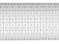 Fényáteresztő függönyanyag voile lila négyszögek 295 cm magas méteráru