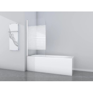 Aurlane White Stripes fürdőkádparaván, 1 szárnyú, fehér, 80x140 cm, fürdőkádra szerelve.