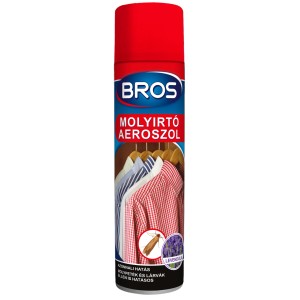 Bros Molytalanító Aeroszol: Spray ruhamolyok ellen, piros flakon.