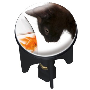 Wenko Cat mosdókagyló dugó macska és aranyhal motívummal, Ø 3,9 cm.