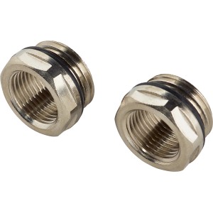 Két nikkelezett sárgaréz radiátor szűkítő (14,9 mm - 21 mm) fűtési rendszerekhez.