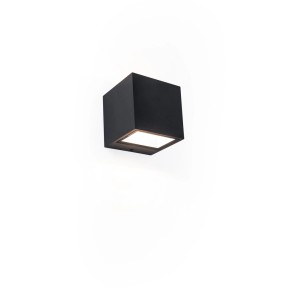 Fekete, kocka alakú Lutec Gemini LED kültéri fali lámpa, 8,5x8,8x8,6 cm.