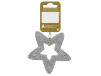 Felfüggeszthető csillag csillámos 8 cm ezüst Felfüggeszthető csillag csillámos 8 cm ezüst