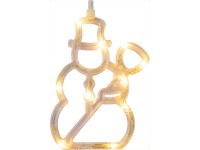 Ablakdekor hóember 10 melegfehér LED tapadókoronggal 20 cm