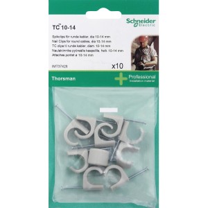 Schneider Electric szögletes kábelbilincs kerek kábelekhez, 10 db-os csomag, kábelrögzítéshez.