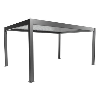 Biohort Pergola 5 x 3,5 m kvarc fehér színben, egy modern teraszfedés lamellás tetővel.