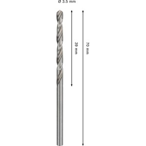 Bosch Pro Metal HSS-G csigafúró, Ø 3,5 mm, ezüstszínű, fémmegmunkáláshoz.