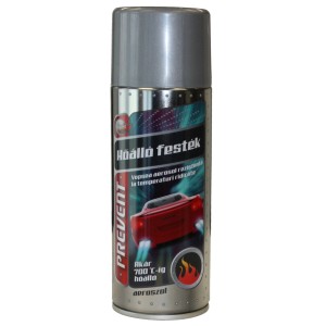 Ezüst spray hőálló festékkel autóápoláshoz.