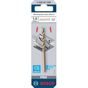 Bosch Pro Stainless Steel spirálfúró, 1,5 mm, rozsdamentes acélhoz. Bronz színű fémfúró.