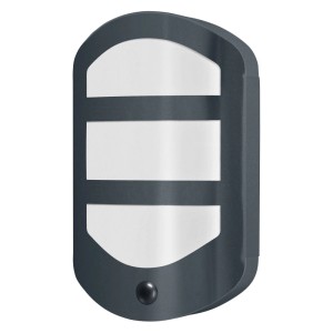 Sötétszürke Osram Endura Style Plate LED kültéri fali lámpa rozsdamentes acélból, mozgásérzékelővel.