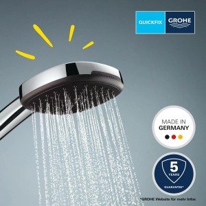 Grohe Vitalio Comfort 110 kézi zuhany, króm, 3 funkciós használat közben.