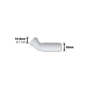 Fehér mosogató lefolyóív, 44,8 mm (G 1 1/2), műanyag szifoncsatlakozáshoz.