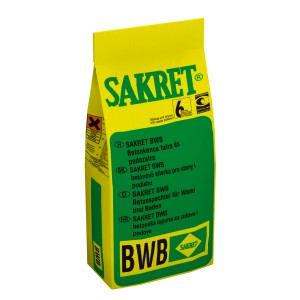 SAKRET BWB betonkitöltő falra és padlóra sárga-zöld zsákban.
