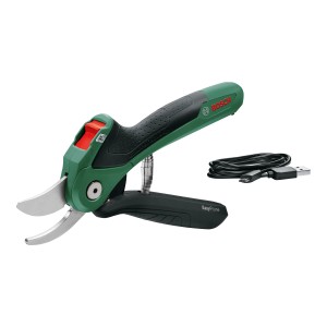 Bosch EasyPrune akkus kerti olló USB töltőkábellel, fű- és cserjévágó olló.