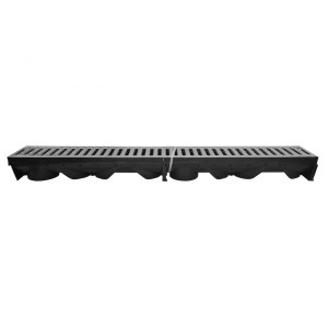 Fekete t.b.t. vízelvezető folyóka ráccsal kültéri használatra.