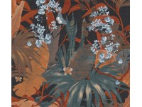 Fátyoltapéta dzsungelminta pálmafák matt enyhén strukturált piros kék FSC®