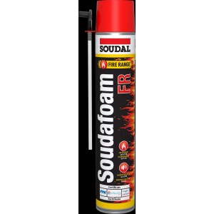 Soudal FR tűzálló purhab, piros/fekete színű dobozban.