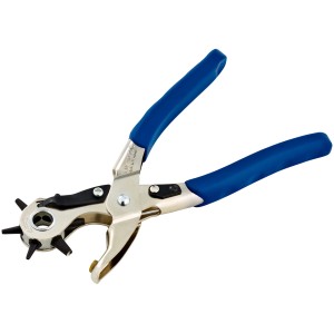 LUX Revolverlochzange Comfort, 220 mm, 6 cserélhető lyukasztóval a pontos lyukakhoz bőrben és kartonban.