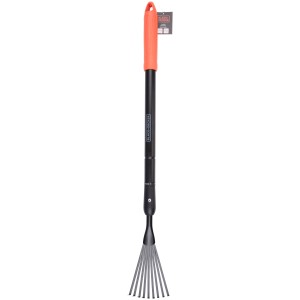 Black+Decker kerti seprű teleszkópos nyéllel, állítható levelekhez és kerti hulladékhoz.