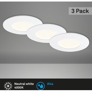 3 db-os fehér Briloner LED-es süllyesztett lámpakészlet, Ø 8,5 cm, mennyezetre szerelhető.