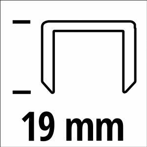 Ábra egy 19 mm-es Einhell kapcsról tűzőgépekhez, 3000 darabos csomag.