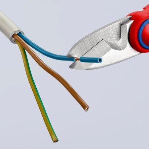 Knipex elektromos olló 160 mm kábelt vág. Univerzális olló piros-kék fogantyúval.