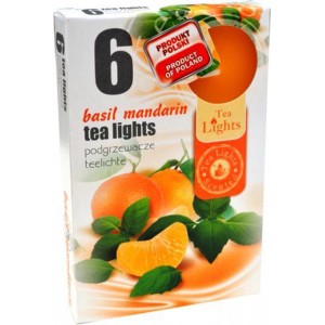 6 darabos, bazsalikom és mandarin illatú mécses csomag. Tömbgyertyák & rúdgyertyák.