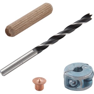 wolfcraft Dübel készlet Ø 8 mm, 28 részes: Fatiplikk, fúró, mélységütköző és tiplirögzítő fa kötéshez.