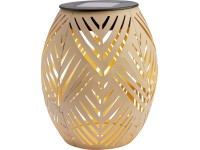 Napelemes asztali lámpa levélmintás LED-es homokszínű átmérő 12,5 cm x 15 cm