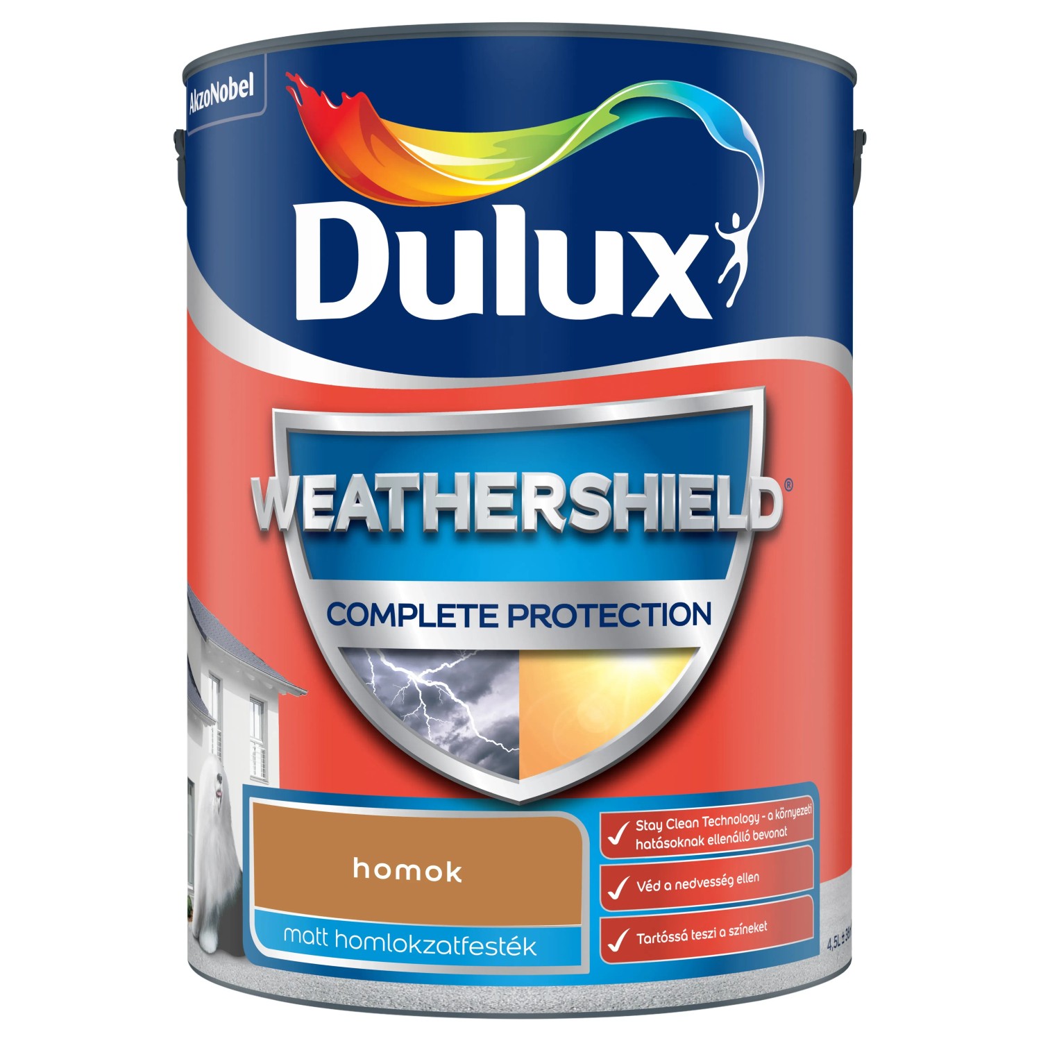 Dulux Weathershield Complete Protection homlokzatfesték homok 4,5 l ...