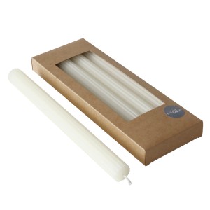 Boltze Classic gyertyaszett, 4 fehér gyertya (26 cm) barna csomagolásban.