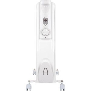 Fehér Kiruna elektromos olajradiátor termosztáttal és kerekekkel, 2000W.