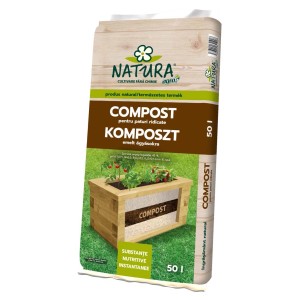 Zsák Natura komposzt, alkalmas magaságyásokhoz és kertekhez.